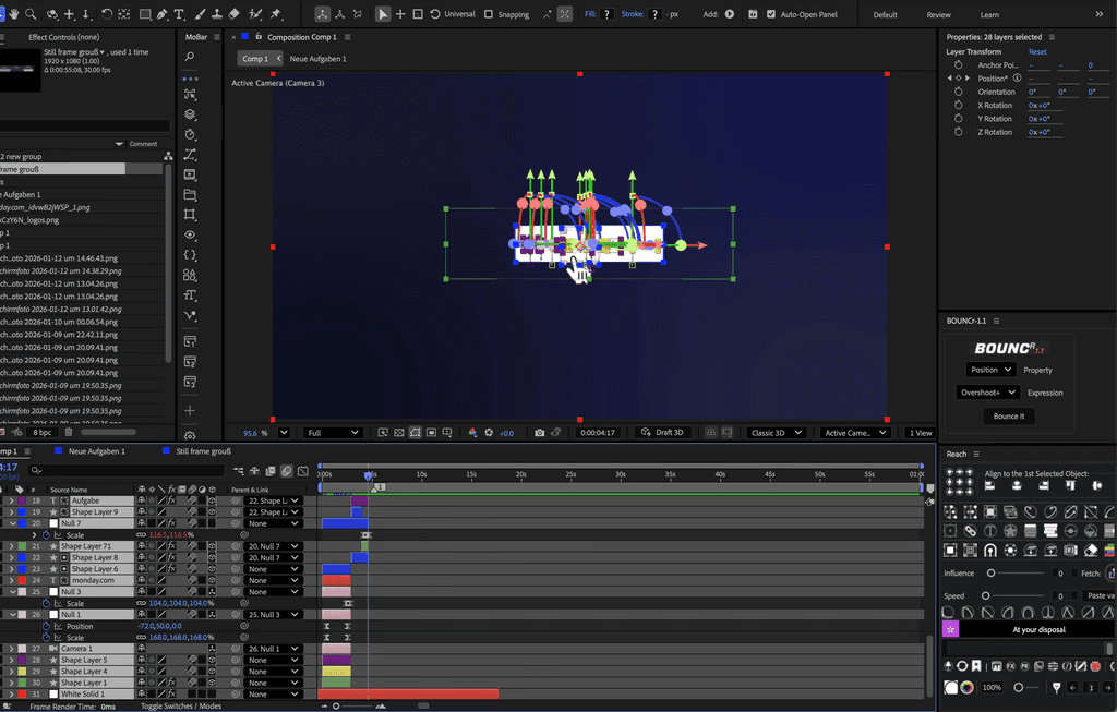 Motion design and animation timeline